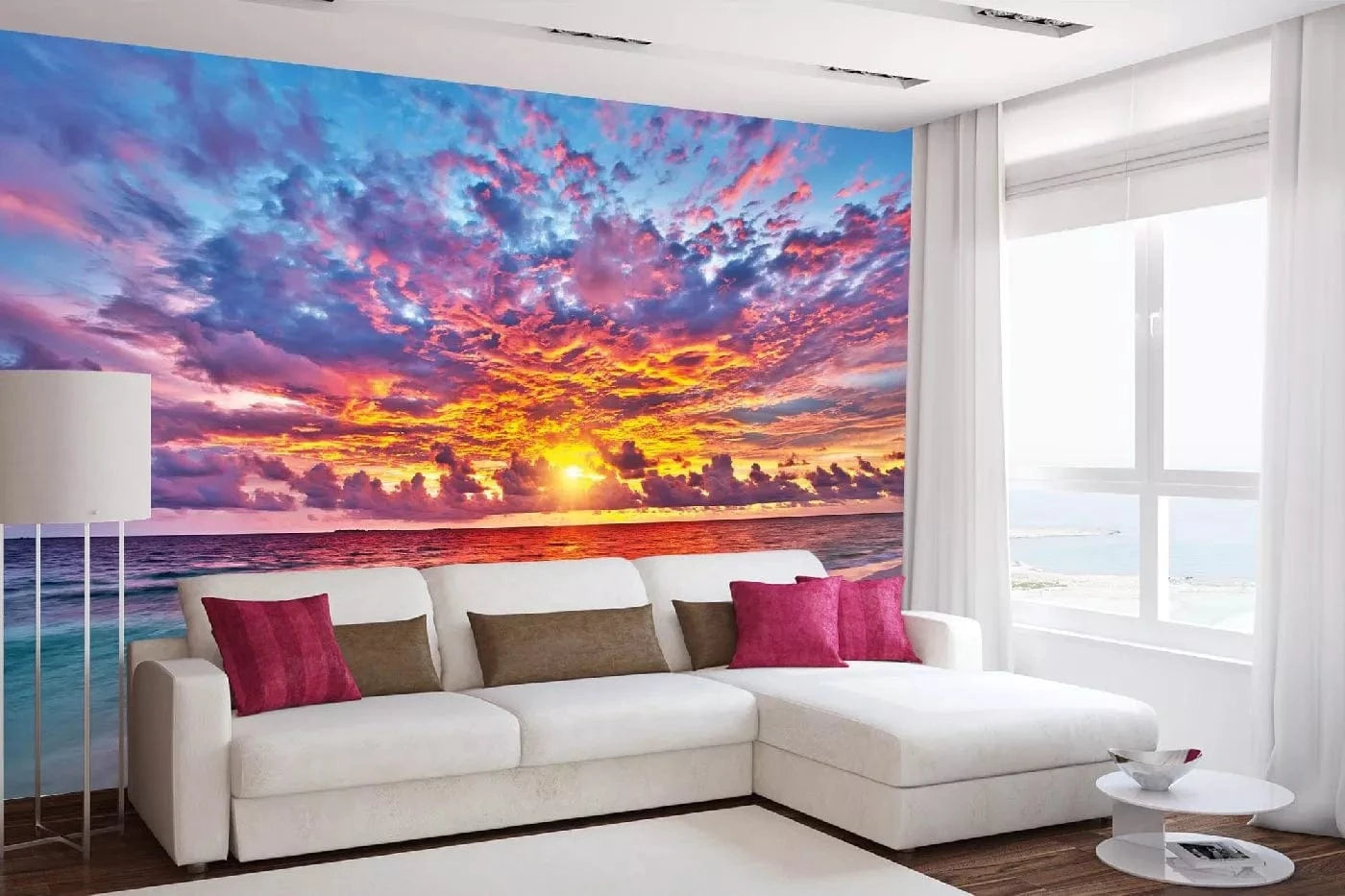 Fototapetes ar jūras skatu - Krāsains saulriets, zila, oranža D-ART