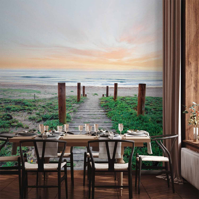 Wall Murals by the sea -Ascher with the road leading to the beach and the peaceful sea, 61667 G -art