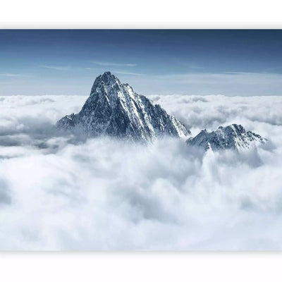 Wall Murals for the living room with a high mountain above the clouds, 60592, blue G-ART