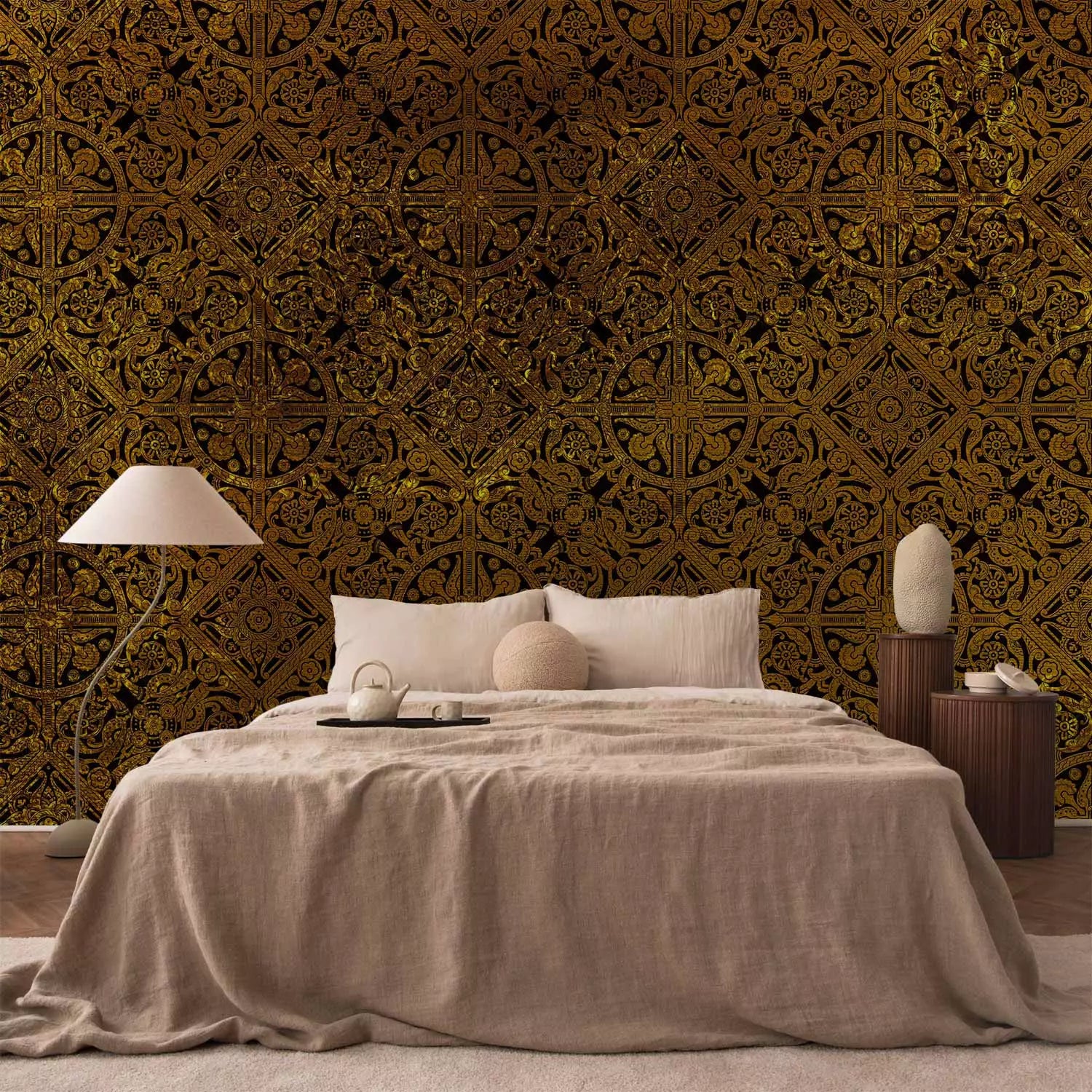 Fototapetes ar ķeltu ornamentu, zeltā krāsā - 91380 G-ART
