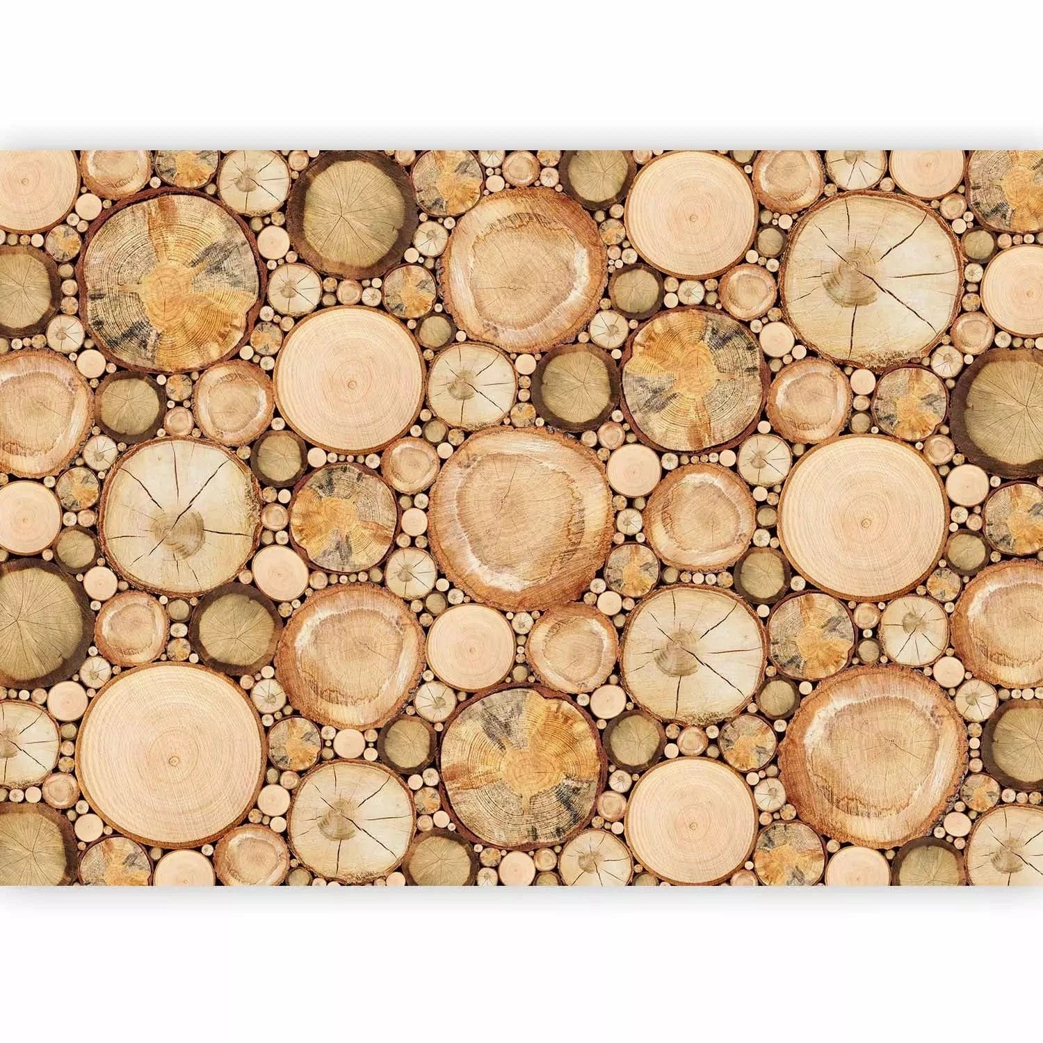 Fototapetes ar koka baļķiem - Dabīgs koks- kokā krāsā G-ART