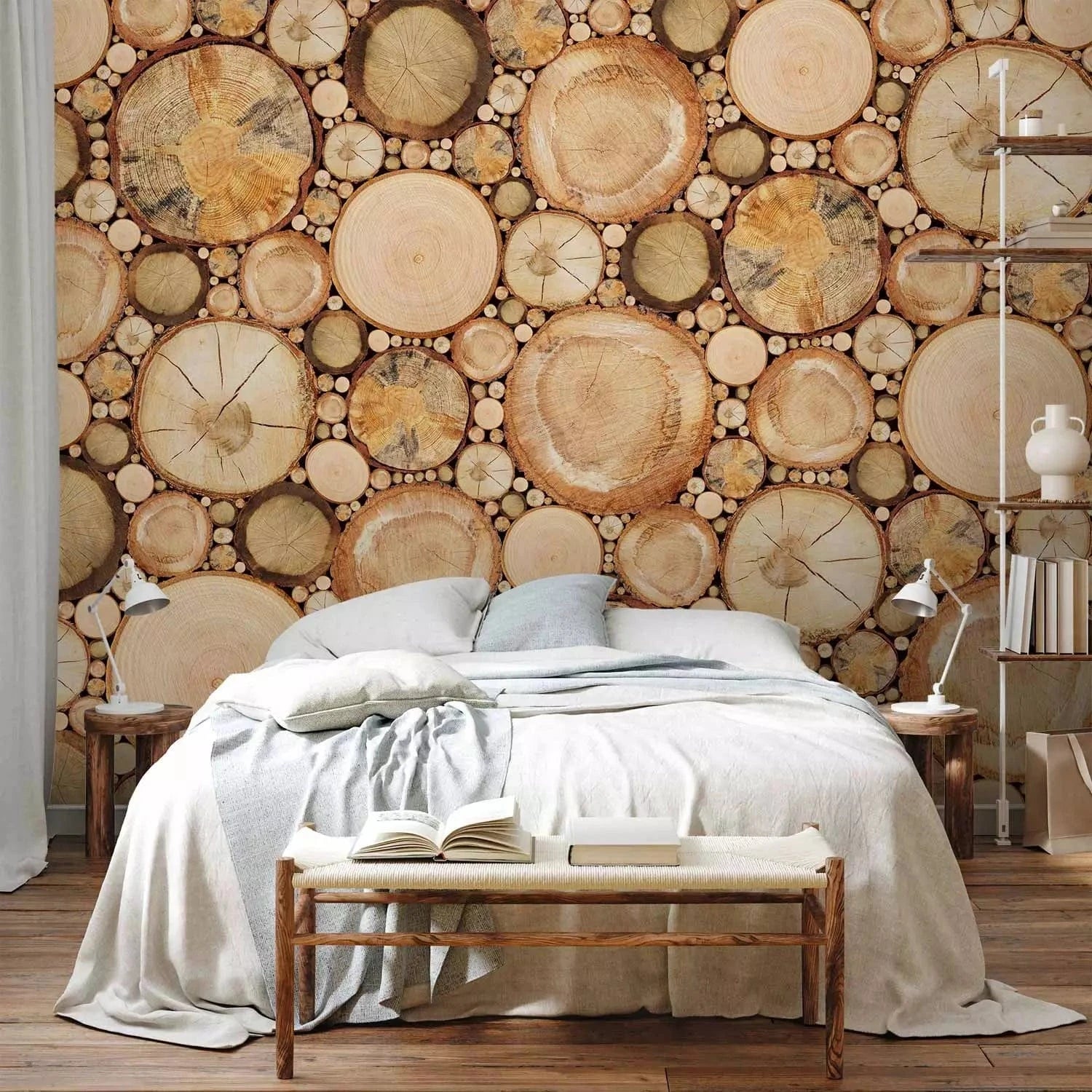 Fototapetes ar koka baļķiem - Dabīgs koks- kokā krāsā G-ART