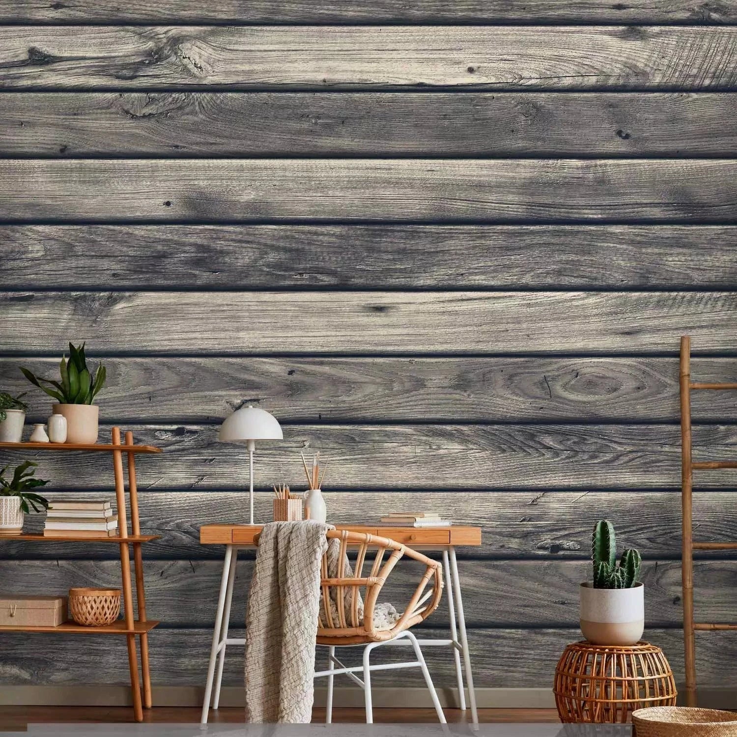 Fototapetes ar koka rakstu - masīvi pelēki vertikāli koka paneļi G-ART