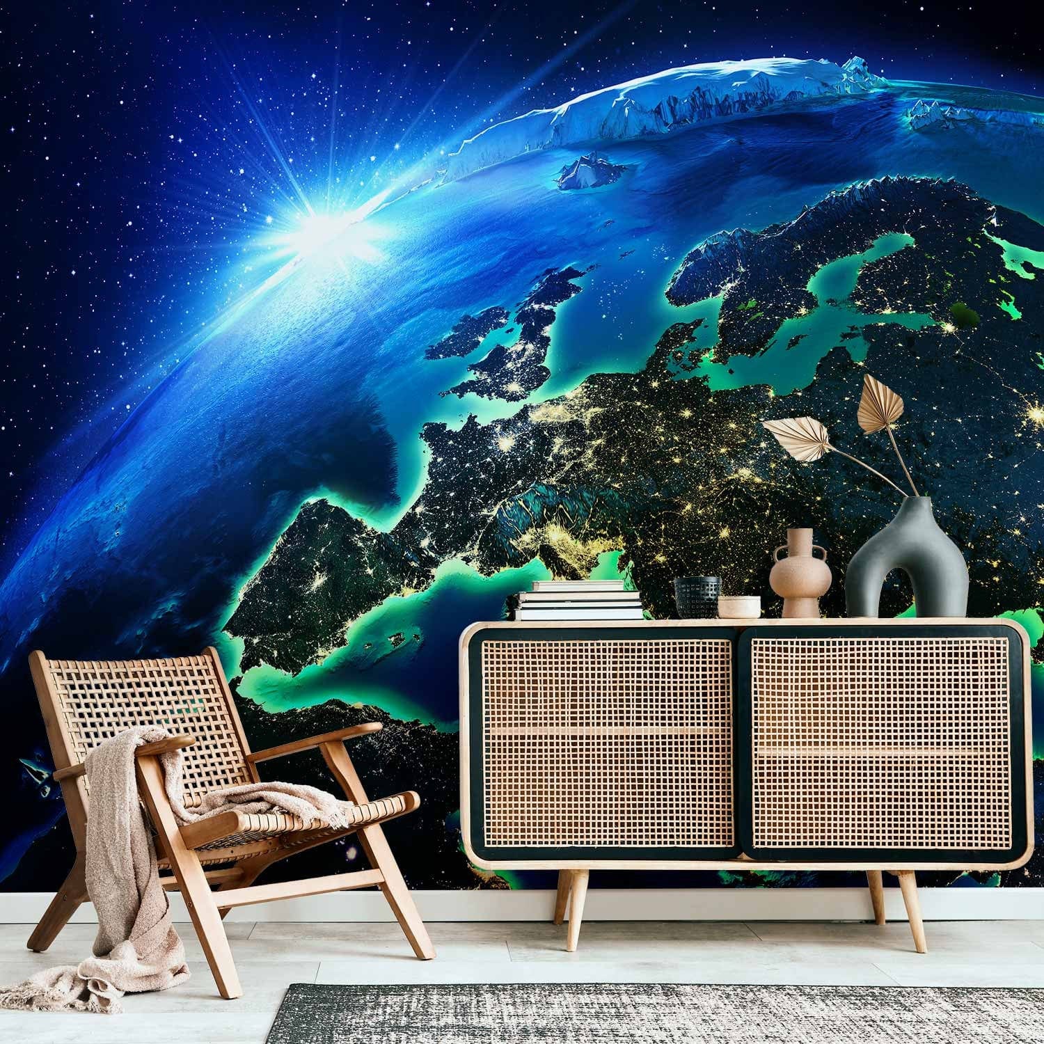 Fototapetes ar kosmosu - Planēta Zeme - kosmosa ainava ar Sauli G-ART