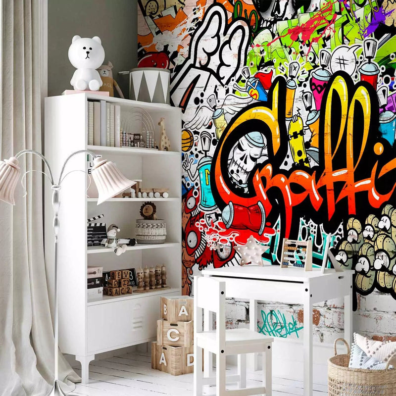 Wall Murals for a youth room with colored graffiti, 61930 G-art