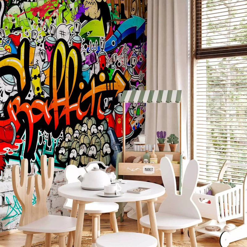 Wall Murals for a youth room with colored graffiti, 61930 G-art