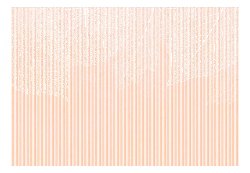 Fototapetes ar lapām - raksts ar dabas elementiem persiku krāsā, 143798 G-ART