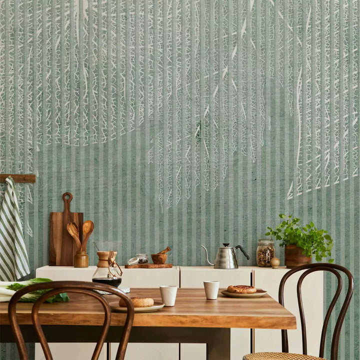 Fototapetes ar lapām - raksts ar dabas elementiem zaļā krāsā - 143798 G-ART