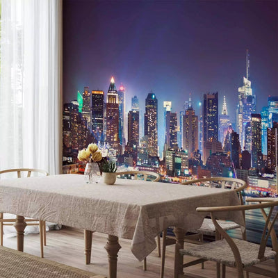 Wall Murals with a big city at night - night in New York - 64432 G -Art