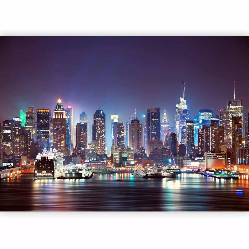 Wall Murals with a big city at night - night in New York - 64432 G -Art