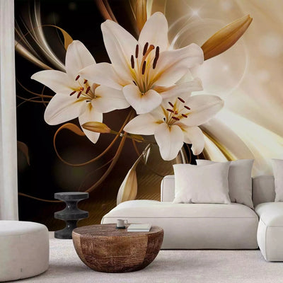 Wall Murals with lilies on an elegant background - Play of Light - 64483 G-ART