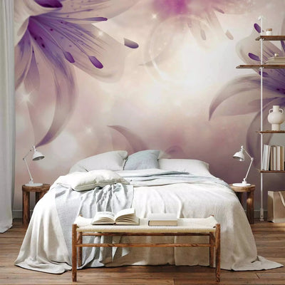 Wall Murals with lilies in purple shades - Ballad of Love G-ART