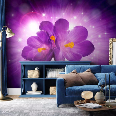 Wall Murals with magical flowers in dark purple color - 97331G-ART