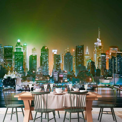 Wall Murals with Manhattan illuminated night harbor - 87857g -art