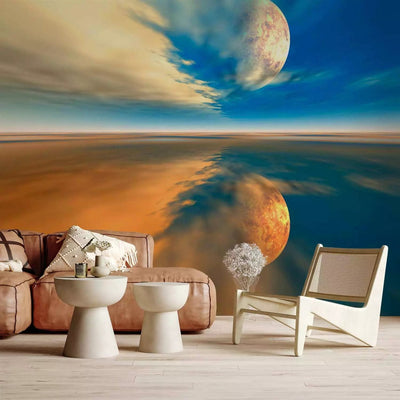 Wall Murals with the big Moon in blue tones - Long Road, 60599 G-ART