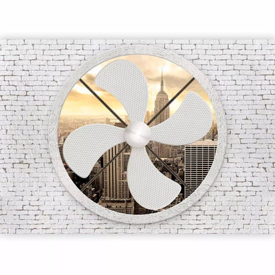 Wall Murals With New York view through a fan in a brick wall - 62313g -art