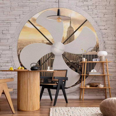 Wall Murals With New York view through a fan in a brick wall - 62313g -art