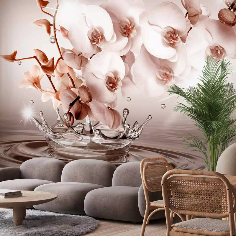 Wall Murals with orchids in warm tones - Touch of tenderness - 71773 G-ART