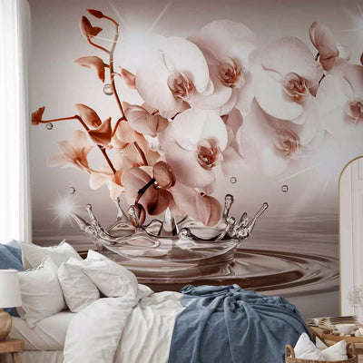 Wall Murals with orchids in warm tones - Touch of tenderness - 71773 G-ART