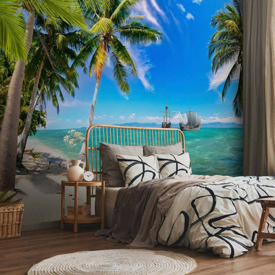 Natural Wall Murals with palms - missing ships - 61666g -art