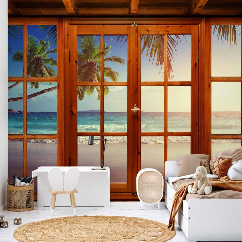 Wall Murals with palms, sea and 3D effect - odorless, Non-woven G-art