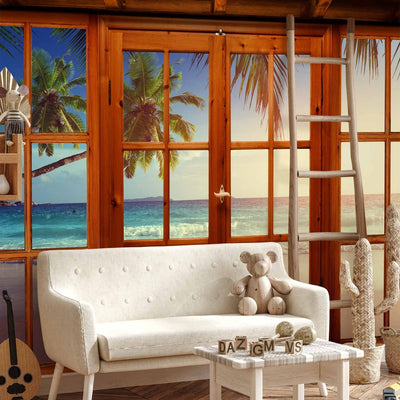 Wall Murals with palms, sea and 3D effect - odorless, Non-woven G-art