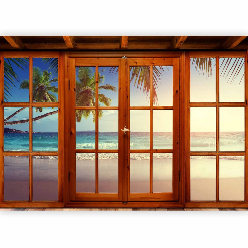 Wall Murals with palms, sea and 3D effect - odorless, Non-woven G-art