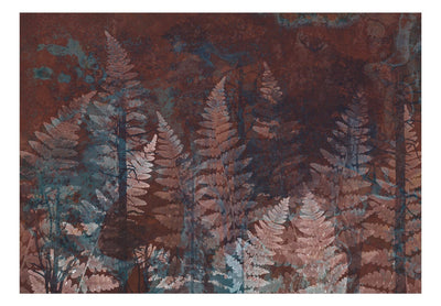 Fototapetes ar papardes lapām sarkanbrūnā - Papardes mežā, 143045 G-ART