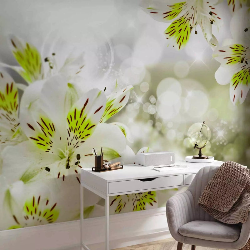 Wall Murals with spring flowers in green shades - a princess from the south G -art