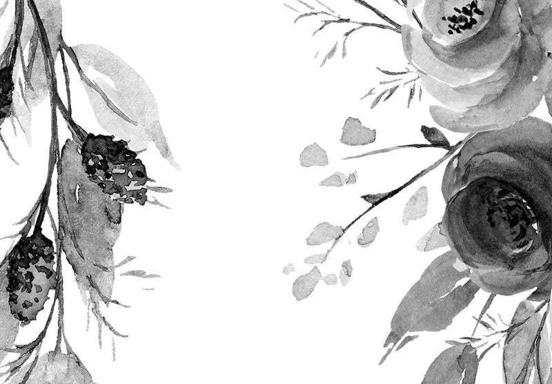 Fototapetes ar pelēkām rozēm uz balta fona, 143088 G-ART
