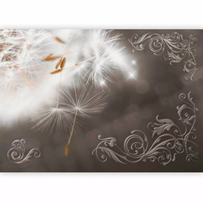 Wall Murals - white dandelion with brown ornaments, 64448g-art