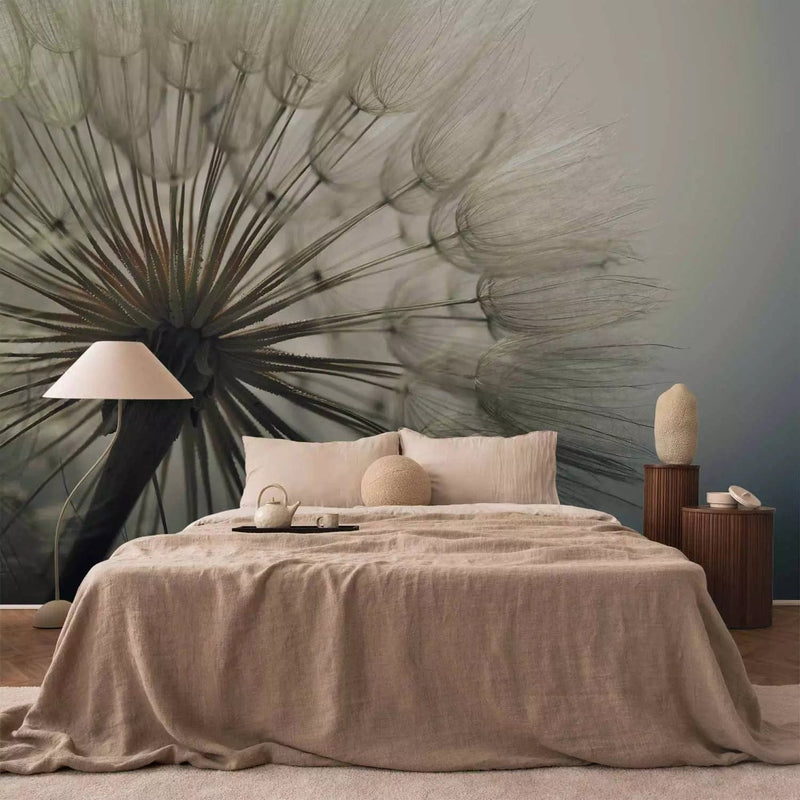 Wall Murals bedroom, with dandelions - gray fascination, 74562g -art