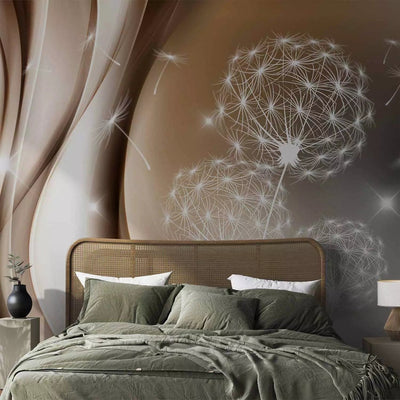 Wall Murals - White dandelions on the background with a gentle glow effect on G-art