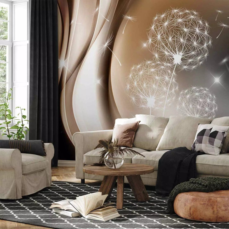 Wall Murals - White dandelions on the background with a gentle glow effect on G-art