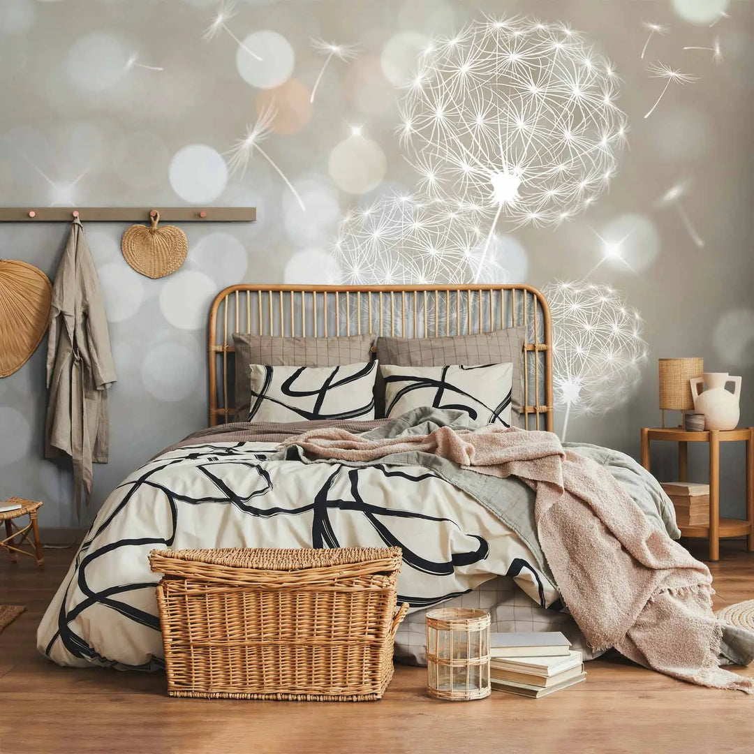 Fototapetes ar pienenēm uz silti pelēka fona, 64616 G-ART