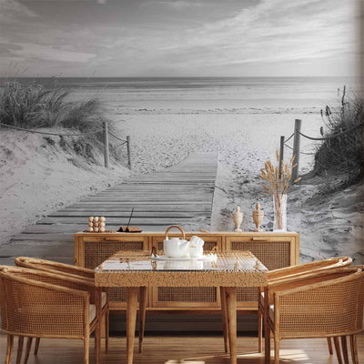 Wall Murals sea ​​- black and white beach - 61594 - different sizes g -art