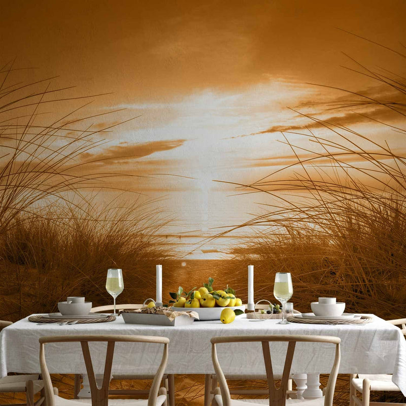 Wall Murals with a beach - a beach with juicy grass and a sea view of G -art