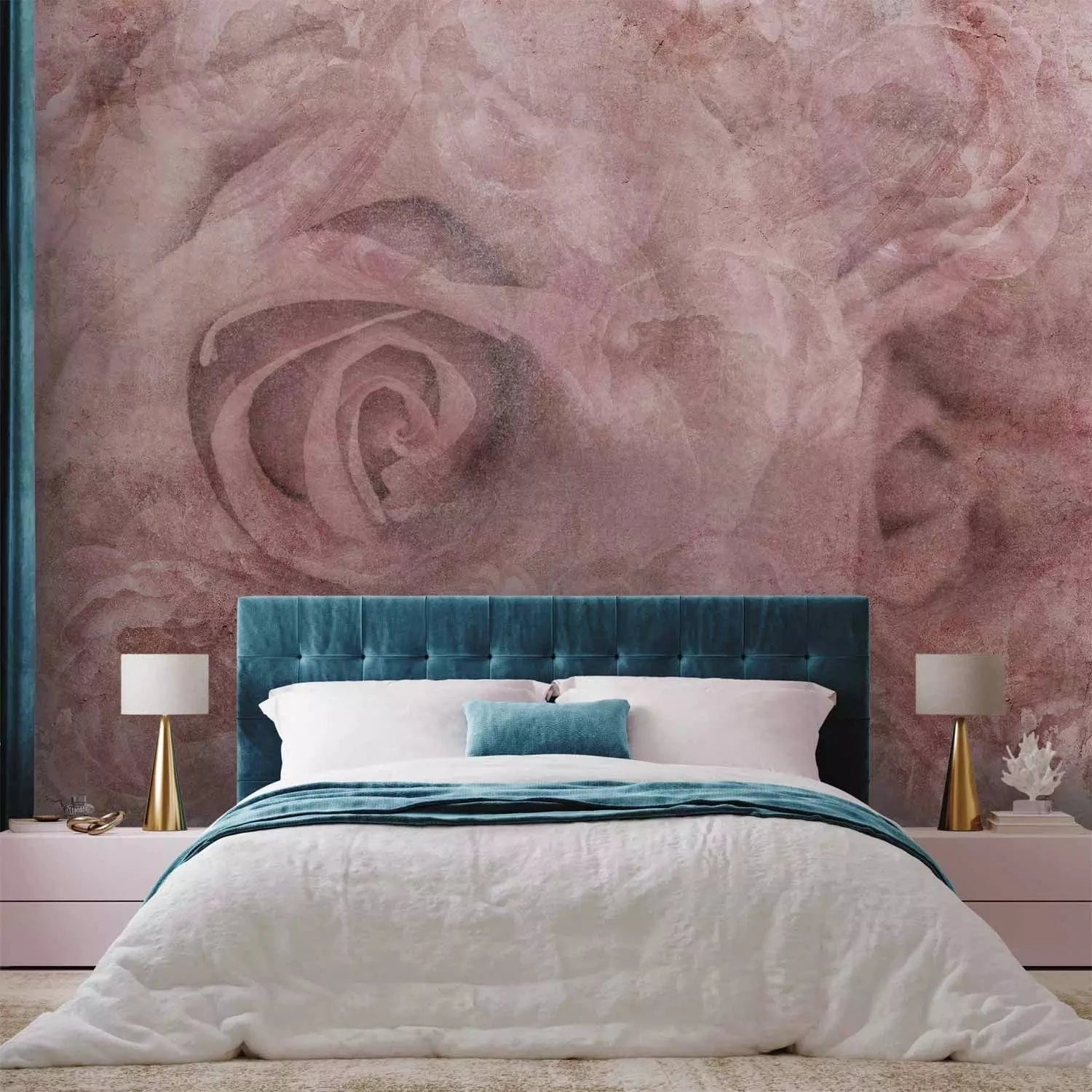 Fototapetes ar rozēm maigos rozā toņos, vintāžas stilā - 135490 G-ART