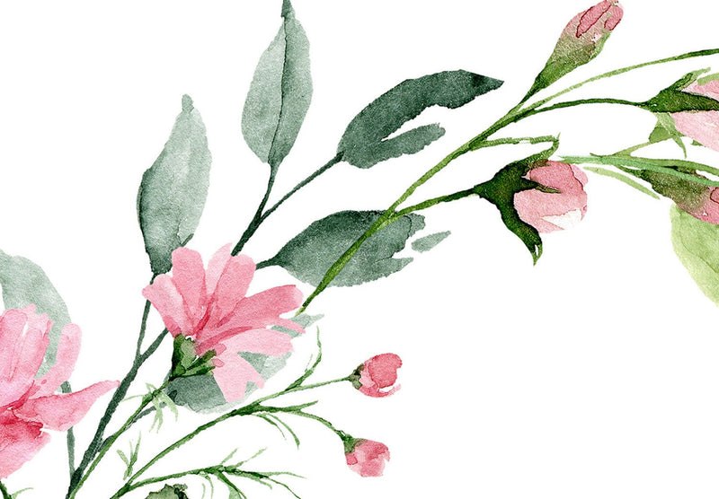 Fototapetes ar rozēm uz balta fona -Romantisks vainags, 143086 G-ART
