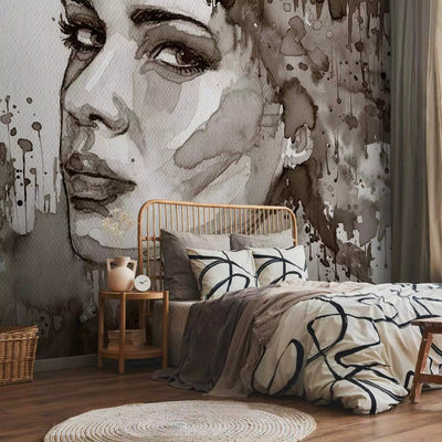 Wall Murals with imitation brown water colour - 350x256 cm G-ART