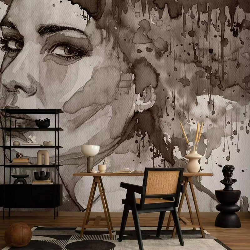 Wall Murals with water color imitations in brown - 350x256 cm G -art