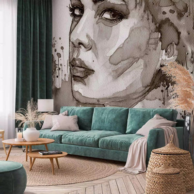 Wall Murals with water color imitations in brown - 350x256 cm G -art