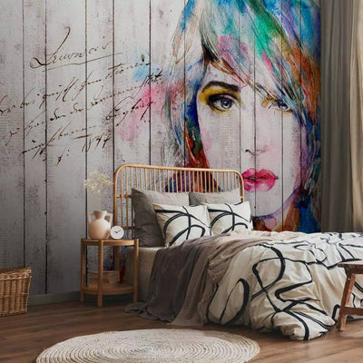 Wall Murals - Women's portrait - colored watercolor on a white background g -art