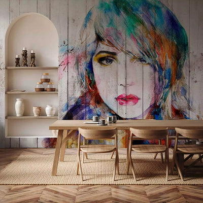 Wall Murals - Women's portrait - colored watercolor on a white background g -art