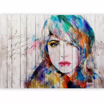 Wall Murals - Women's portrait - colored watercolor on a white background g -art