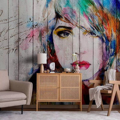 Wall Murals - Women's portrait - colored watercolor on a white background g -art