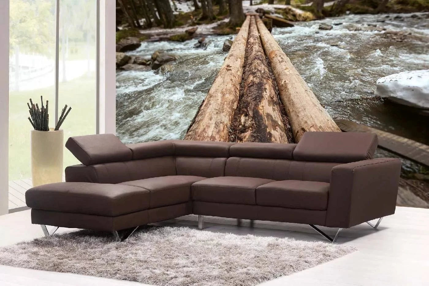 Fototapetes ar skaistu ainavu - Kalnu upe - zemes toņos D-ART