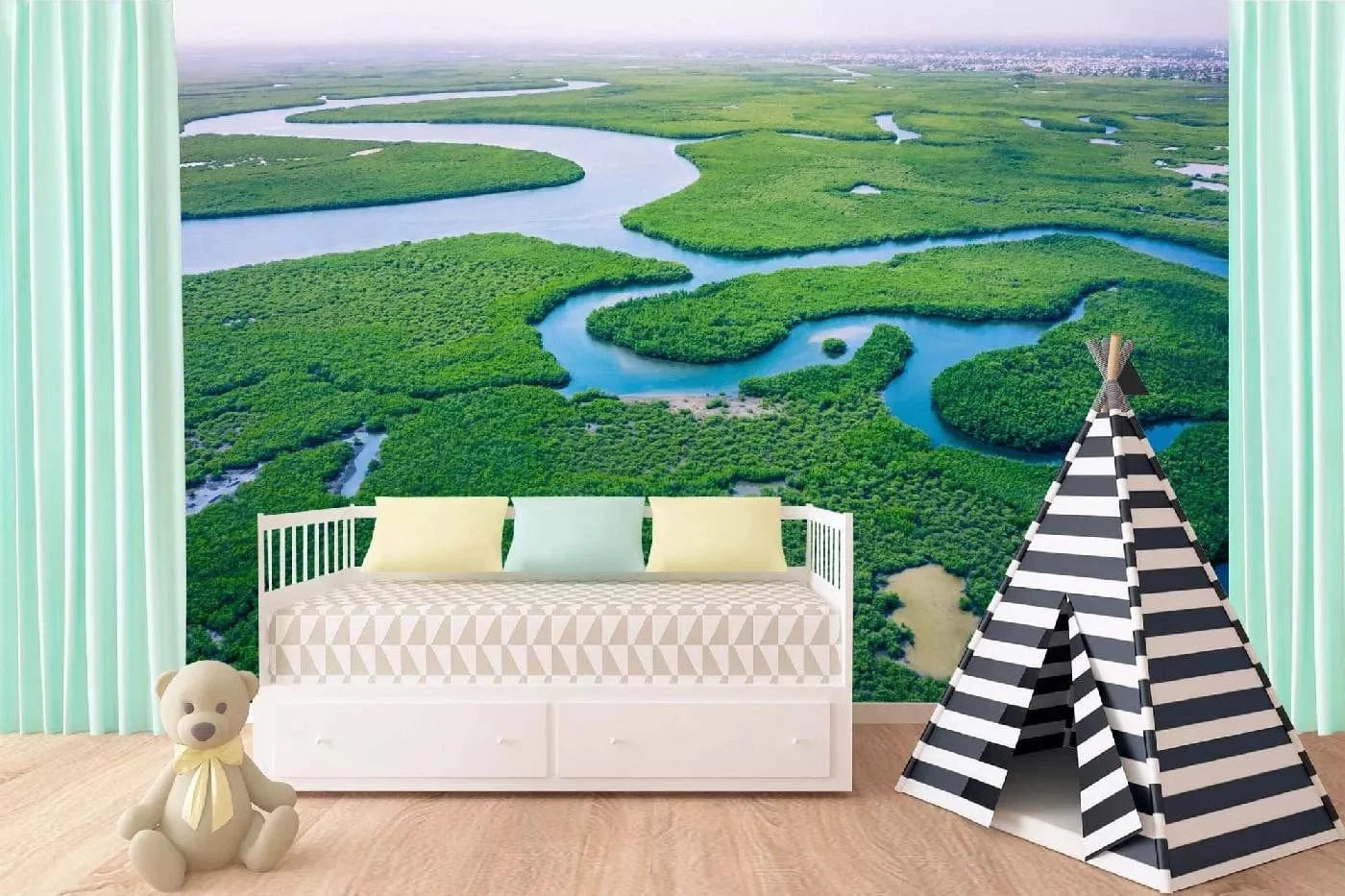 Fototapetes ar skaistu ainavu - Mangrovju mežs - zaļā krāsā D-ART