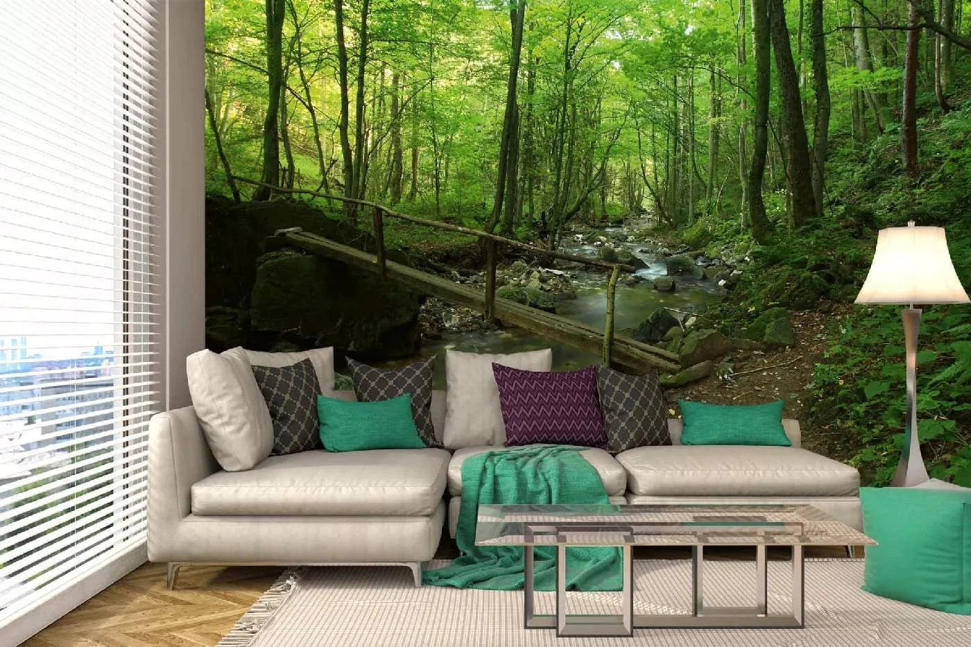 Fototapetes ar skaistu ainavu - Meža strauts - intensīvi zaļā krāsā D-ART