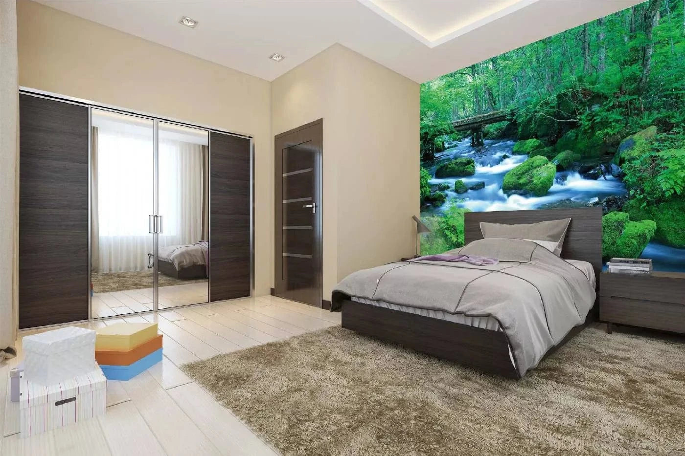 Fototapetes ar skaistu ainavu - Meža strauts II, zaļā krāsā D-ART